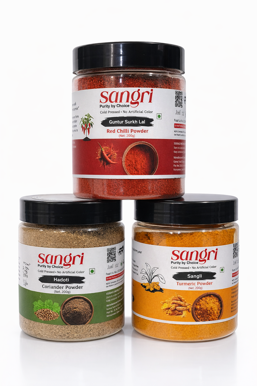 Sangri Kitchen Starter Pack — Special Combo Offer (100g) | Red Chilli + Turmeric Powder + Coriander Powder