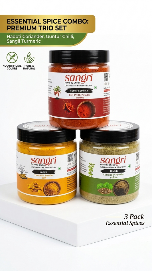 Sangri Kitchen Starter Pack — Special Combo Offer (100g) | Red Chilli + Turmeric Powder + Coriander Powder
