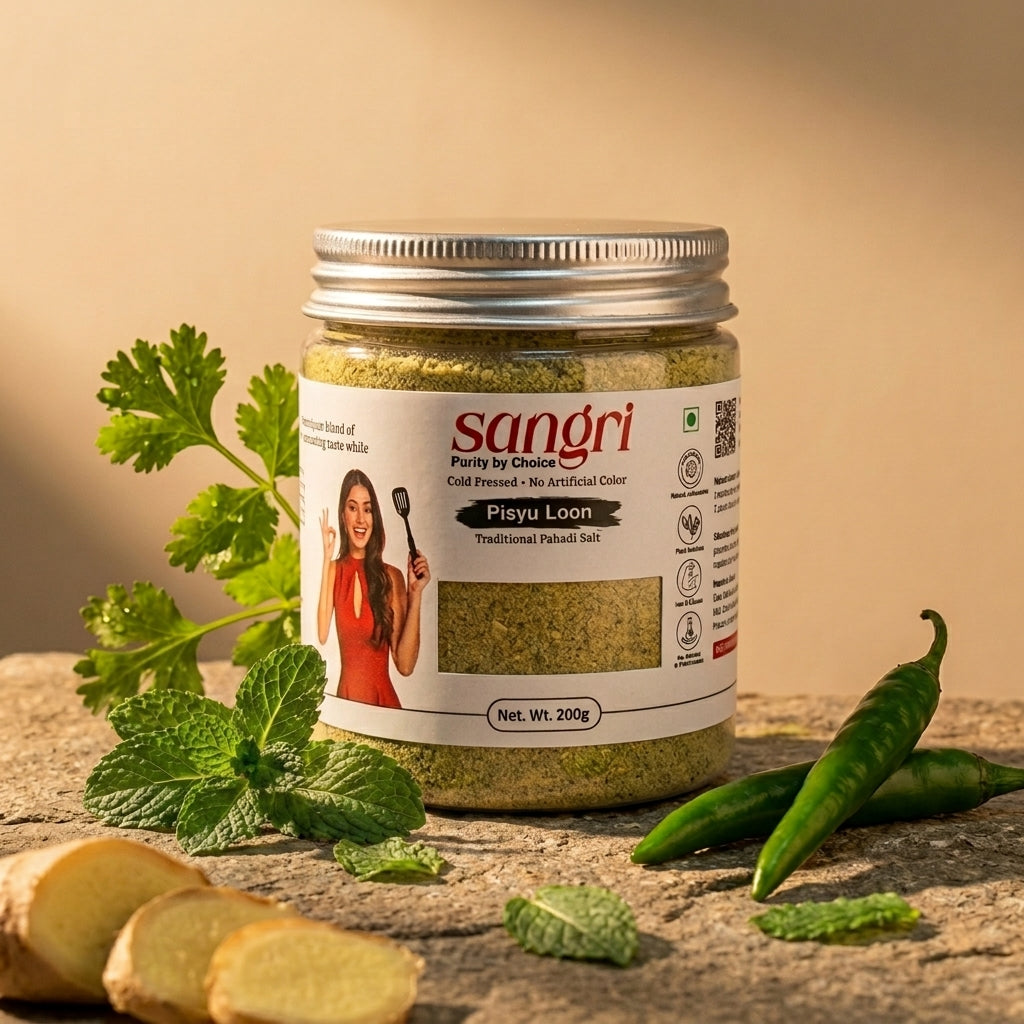 Sangri Pisyu Loon (Pahadi Namak) | Green Salt | Traditional Hand-Pounded, Natural & Authentic Taste (200g)