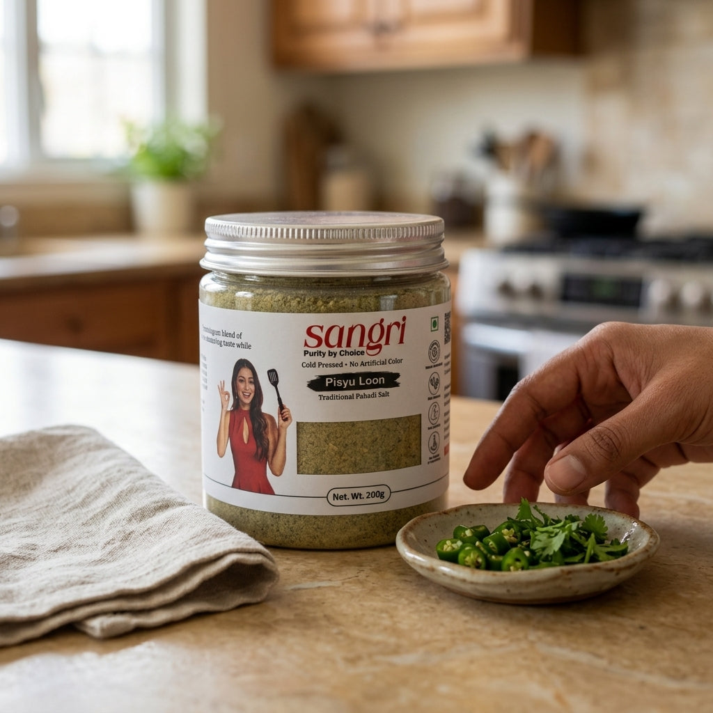 Sangri Pisyu Loon (Pahadi Namak) | Green Salt | Traditional Hand-Pounded, Natural & Authentic Taste (200g)