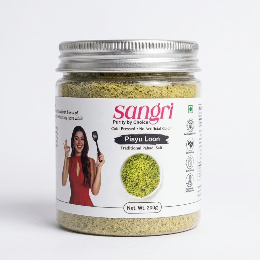 Sangri Pisyu Loon (Pahadi Namak) | Green Salt | Traditional Hand-Pounded, Natural & Authentic Taste (200g)