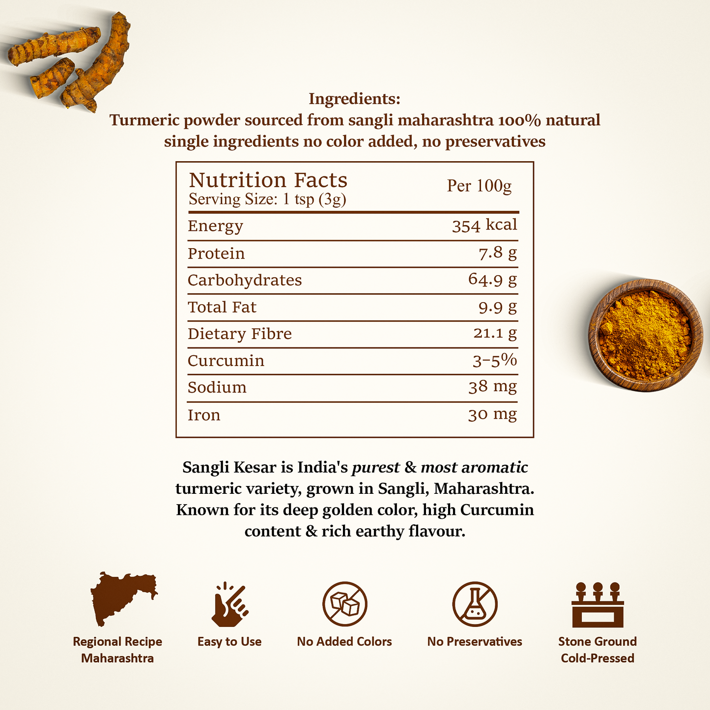 Sangli Haldi - Cold Pressed Turmeric Powder