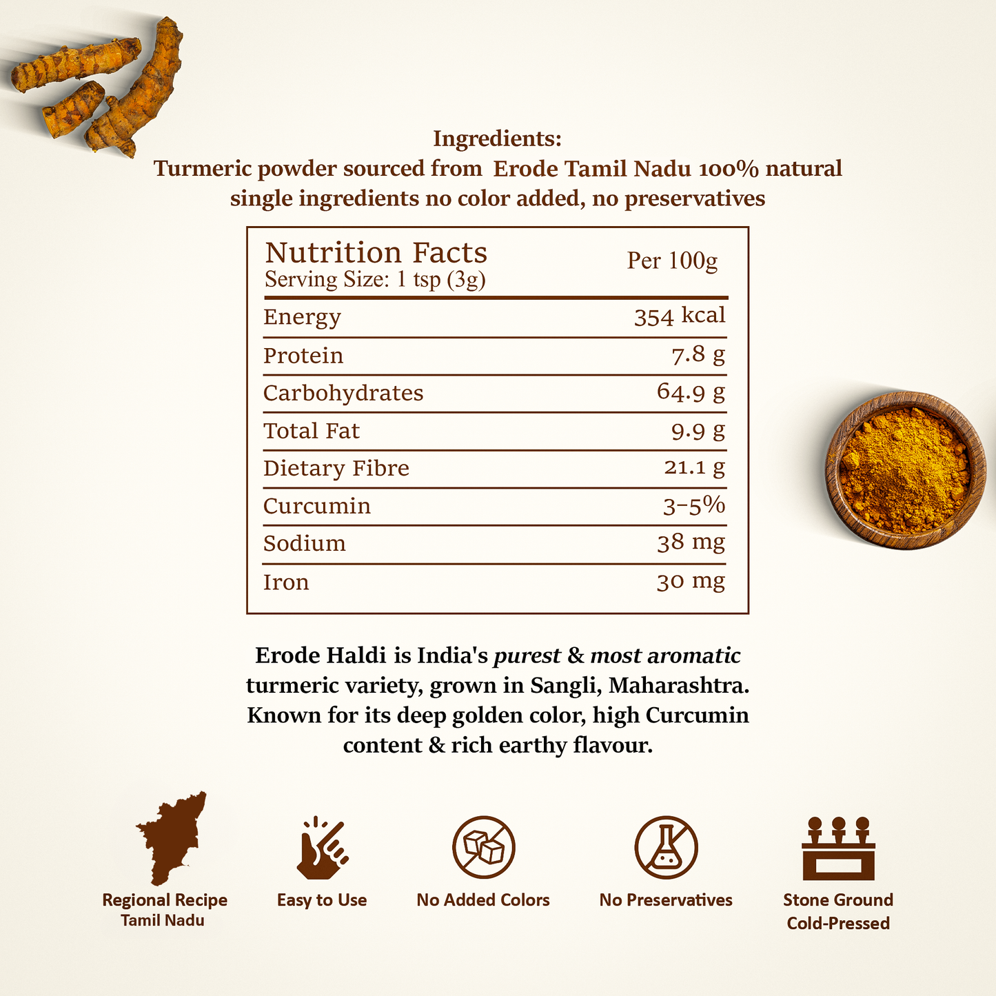 Erode Haldi - Cold Pressed Turmeric Powder from Tamil Nadu